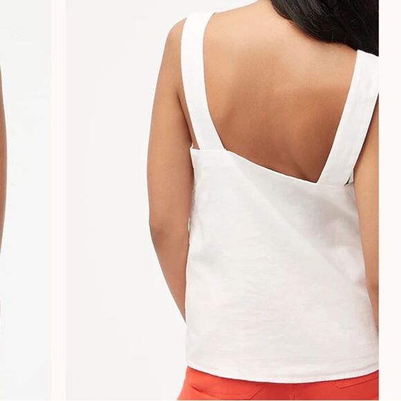 NWT Linen-blend squareneck White tank top size L - Picture 2 of 12